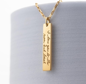 Collar de Acero Inoxidable con Colgante Personalizado en Forma de Barra, Círculo o Rectángulo, con Mensaje Grabado y Escritura a Mano - Product Image 3