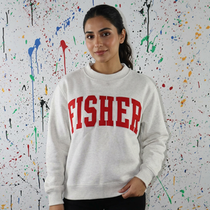 FISHER <b>Mock</b> <b>Neck</b> Sweatshirt 100% Cotton Applique Embroidery wide <b>neck</b> Sweatshirt sorority wear Finer Threads - Product Image 1