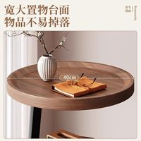 Mesa auxiliar redonda con tapa de madera, mesa de centro de tres niveles para sala de estar, sofá, muebles para apartamentos pequeños