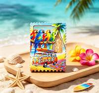 Imán de nevera 3D con purpurina de arena movediza en capas, recuerdo de playa tropical de Bahamas, imán de nevera con forma de sello, regalo de viaje