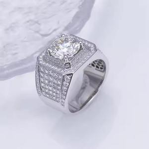 Bague Hiphop en Argent 925 Plaqué Rhodium avec Moissanite pour Femmes, Hommes, Unisexe, Certifiée GRA, Accessoire de Mode, Élégante, Scintillante, Tendance - Product Image 1