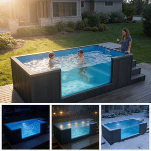 Nouveau design en fibre de verre souterraine prix des piscines multifonctionnelles 12 pieds natation sans fin grande piscine extérieure de luxe spa - Product Image 2