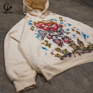 Sweat à capuche pour homme 500 g/m² avec strass Cœur d'ange, design personnalisé, streetwear graffiti lourd, OEM ODM Marque privée - Product Image 3