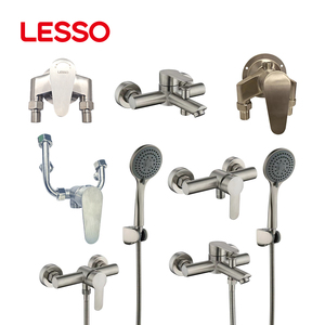Miscelatore per Vasca da Bagno a Parete di Alta Qualità LESSO, Rubinetto <span class=keywords><strong>Doccia</strong></span> <span class=keywords><strong>in</strong></span> <span class=keywords><strong>Acciaio</strong></span> <span class=keywords><strong>Inox</strong></span> Spazzolato con Ceramica - Product Image 2