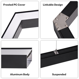 Lonyung CE ETL Luminaire suspendu industriel en forme d'hexagone, luminaire linéaire LED en aluminium pour bureau, salle de sport, forme géométrique solide et creuse - Product Image 2