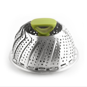 Accessoire de cuisine commerciale Acier inoxydable Télescopique Pliant Lotus Food Steamer avec Poignée - Product Image 1
