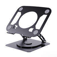 Support de tablette et ordinateur portable en aluminium pliable et rotatif à 360°, réglable, à double charnière, pour bureau, ventilé, vente en gros, OEM, en vrac