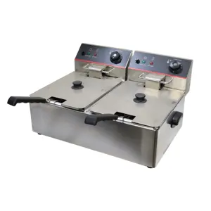 Commercial 6L+6L Steel Counter Top LPG Gas Deep Fryer with 2 Basket Fried chicken Machine Stainless Fryer