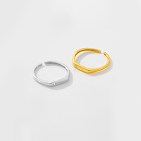 Cincin Perak Sterling FUAMAY S925 yang Dapat Disesuaikan, Cincin Bulat Bezel Tunggal untuk Wanita, Cincin Perak 925 dari Cina
