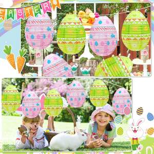 Lanternes en papier pour Pâques, décoration suspendue, lanternes en papier pour fête de Pâques, lanternes en papier en forme d'œuf, lanternes en papier pour le printemps et Pâques - Product Image 2