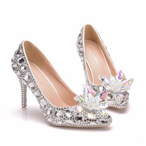 BS067 zapatos <span class=keywords><strong>de</strong></span> boda para mujer 9cm tacón alto puntiagudo <span class=keywords><strong>zapato</strong></span> <span class=keywords><strong>de</strong></span> <span class=keywords><strong>cristal</strong></span> <span class=keywords><strong>de</strong></span> diamantes <span class=keywords><strong>de</strong></span> imitación <span class=keywords><strong>de</strong></span> talla grande <span class=keywords><strong>Cenicienta</strong></span> fiesta boda calzado Quinceañera - Product Image 5