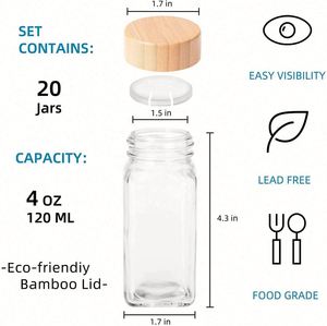 4 Oz High Borosilicate Heat-Resistant Glass Spice <b>Jars</b> Bamboo Lids Freshness Preservation Customizable <b>Labels</b> for Kitchen - Product Image 6
