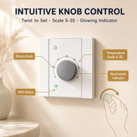 Termostato Inteligente WiFi HY533 para Caldera y Calefacción por Suelo Radiante; Relé Dual de 16A/3A, 90-240V, Control por Aplicación Tuya para Hoteles y Oficinas