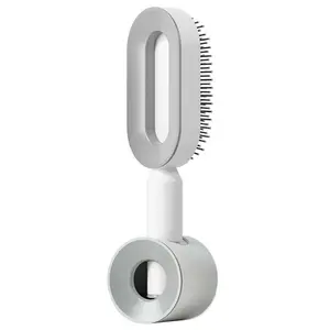 2024 Hot Custom Logo Plastic Handle 3D Quick Self-Cleaning Cushioned Detangle Paddle Massager Hair Brush With Base For Home Use