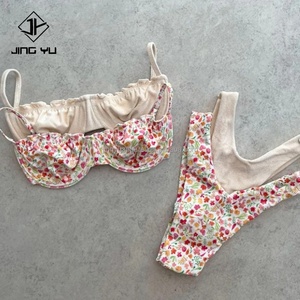 Fabricante de Bikinis de Alta Calidad 2024, Bikini de Dos Piezas con Banda Alta, RPET, Textura de Terciopelo Acanalado, Satinado, Arrugado, Personalizado - Product Image 1