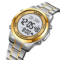 Horloge Azan SKMEI 2097, Montre Digitale de Prière Musulmane Adhan Alfajr Qibla pour Hommes, Montre-Bracelet Religieuse
