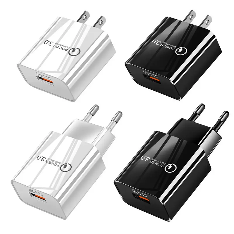 QC 3.0 Tête de charge Flash rapide Charge directe Usb Chargeur de téléphone portable Eu Us Plus Voyage Charge Mini Chargeur domestique 18w