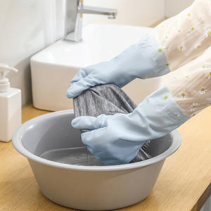 Guantes de Limpieza de PVC con Degradado de Dos Colores, Resistentes al Aceite, Impermeables, Gruesos y Alargados, para Lavar Platos en la Cocina - Product Image 1