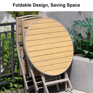 Meilleure vente Ensemble <span class=keywords><strong>de</strong></span> meubles <span class=keywords><strong>de</strong></span> <span class=keywords><strong>jardin</strong></span> pliables et portables avec cadre en <span class=keywords><strong>plastique</strong></span>, bois et aluminium, petite table basse et chaise pour balcon extérieur - Product Image 3