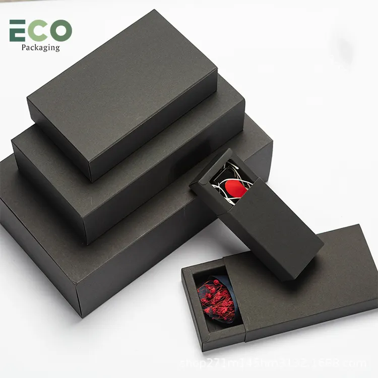 luxury elegant black cosmetic perfume bottles sliding paper packaging drawer gift box