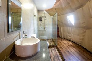 Grandes tentes dôme géostiques en pvc, camping, tente résistante à l'hiver, <span class=keywords><strong>5m</strong></span>, porte en verre, isolation solaire - Product Image 5