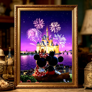 Peinture au diamant 5D SONGWOOART, Château et feux d'artifice, DIY, pour la décoration de la maison, peinture au diamant personnalisée pour adultes - Product Image 1