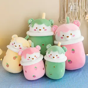 Cangkir berbentuk beruang mainan mewah teh gelembung boneka lembut teh susu mainan boneka boba beruang dibuat sesuai pesanan mainan boneka teh susu indah