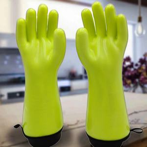 Gants de four jaunes imperméables résistants à la chaleur, en silicone imprimé, gants de sécurité de qualité alimentaire, gants de travail - Product Image 1