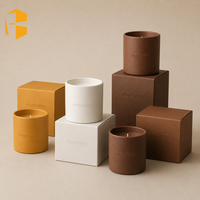 Pot à bougie en céramique douce au toucher FUBEI LIVING, taille personnalisée, logo en relief, conteneur noir mat avec boîte cadeau, récipient à bougie OEM