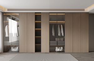 Premium Custom Modern Walk-In Closet Luxury Embedded Wardrobe Glass Partition LED <b>Lighting</b> for Apartment Villa Home Furniture - Product Image 2