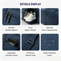 Sac de sport extensible imperméable avec compartiment à chaussures, grande capacité, sac de voyage pour hommes et femmes