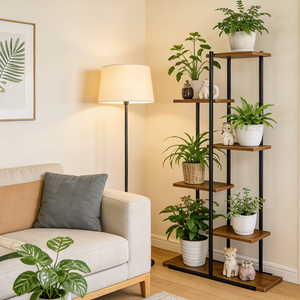 Support à plantes multi-niveaux en métal écologique noir pour patio, jardin et usage domestique - Product Image 1