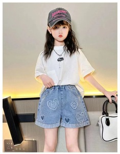 Abbigliamento all'Ingrosso per Bambine 2-10 Anni, <span class=keywords><strong>Pantaloncini</strong></span> Estivi in Denim Casual per Bambine, Shorts in Cotone con Elastico in Vita - Product Image 5