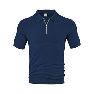Polo décontracté d'été pour homme de style européen et américain, bleu clair, en polyester, avec fermeture éclair, coupe ample - Product Image 4