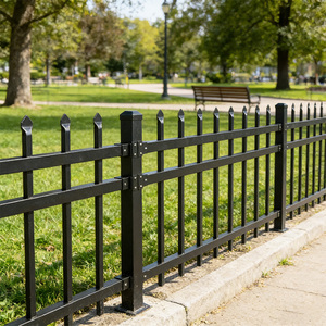 Modern Ornamental Metal Ranch Garden Fence Galvanized <strong>Wrought</strong> <strong>Iron</strong> Panels Eco-Friendly 12ft Height - Product Image 2
