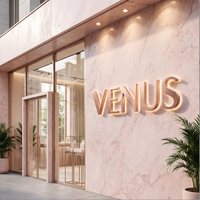 Enseigne en métal avec lettres 3D plaquées or rose PVD de qualité supérieure, signalétique LED de luxe pour hôtel, voiture, maison, bâtiment, intérieur, extérieur, logo