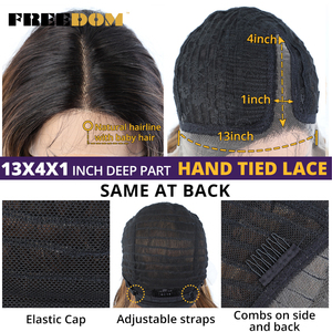 Perruques synthétiques à dentelle frontale FREEDOM, à couches, pour femmes noires, vague corporelle, 22 pouces, pour <span class=keywords><strong>cosplay</strong></span> brun chocolat blond - Product Image 6