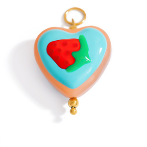 Pendentif en forme de cœur plaqué or 18 carats fait à la main, charmes mignons en forme de champignon, accessoires de bijoux en acier inoxydable tendance - Product Image 4