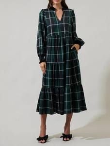 Vestido Maxi de Lujo para Oficina, Corte A, Cintura Imperio, Manga Larga, Mezcla de Poliéster/Algodón, Transpirable, Antiarrugas, Casual, para Uso Diario - Product Image 5