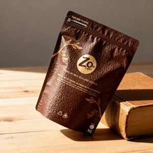 Sacs d'emballage pour <span class=keywords><strong>café</strong></span> en aluminium scellés sur huit côtés avec fermeture éclair refermable thermoscellable, qualité alimentaire, logo personnalisé - Product Image 4