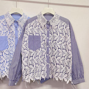 Boutique en gros été nouvelle mode <span class=keywords><strong>crochet</strong></span> fleur dentelle <span class=keywords><strong>faux</strong></span> deux pièces épissage cordon lâche chemise pour femmes - Product Image 6