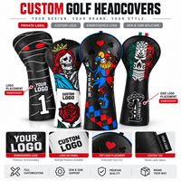 Housse de tête de club de golf personnalisée brodée, en cuir PU imperméable, pour driver, housses de bois de golf professionnelles sur mesure, OEM