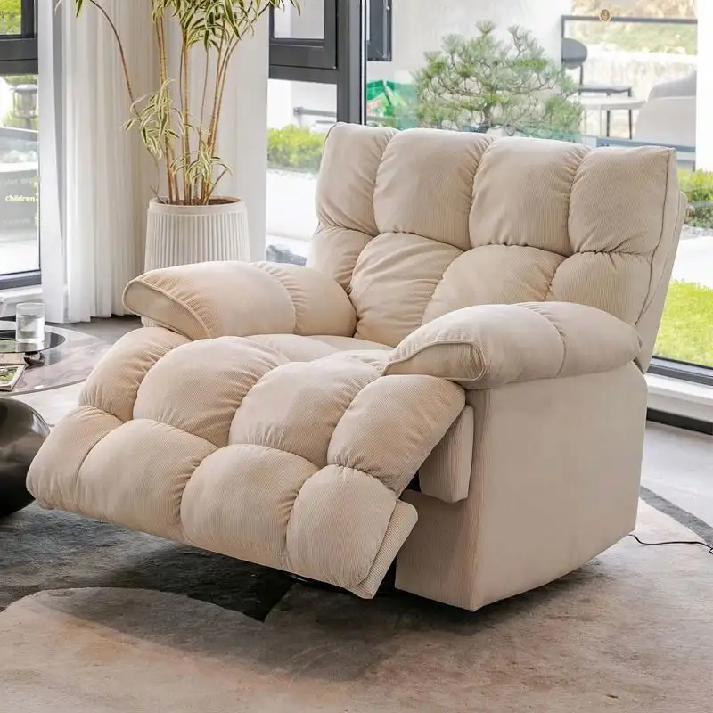 2024 nueva llegada Material de tela de terciopelo balancín individual perezoso giratorio reclinable sofá nórdico microfibra Silla de sala de estar