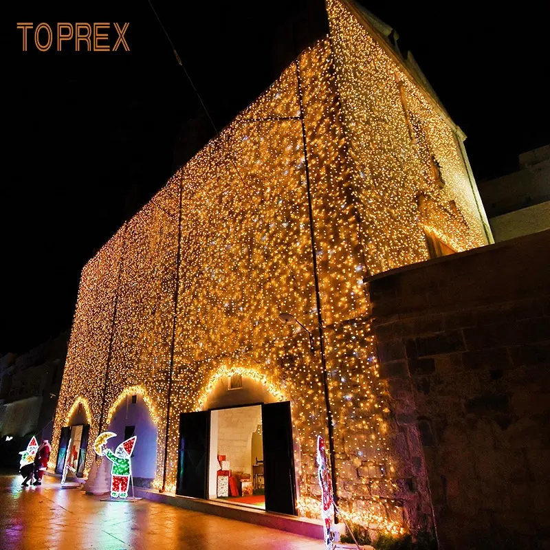 Toplex-luces de hadas navideñas impermeables, decorativas para colgar en la casa, cortina de luces led para exteriores