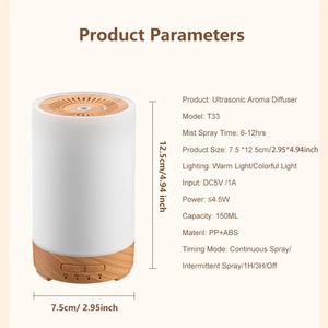 เครื่องกระจายกลิ่นน้ำมันหอมระเหยแบบอัลตราโซนิก เครื่องเพิ่มความชื้นในอากาศแบบเย็น ใช้พลังงานจาก USB ดีไซน์ลายแตก พร้อมไฟ LED 7 สี - Product Image 6
