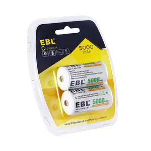 Cartão de embalagem EBL Baterias Ni-Mh Sub C 1.2 Volts Nimh C Cell 5000Mah 1.2V Bateria Recarregável