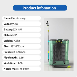 Pulvérisateur à dos agricole, machine de fumigation, pulvérisateur à <span class=keywords><strong>batterie</strong></span>, pompe de pulvérisation rechargeable, pulvérisateur à dos de 20 litres, 12V, tige de pulvérisation de 45-80 cm - Product Image 2