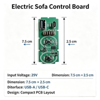 Module PCBA de commande pour canapé électrique, entrée 29V, sortie USB-A Type-C 5V 2A, système de charge sans fil pour canapé inclinable ODM