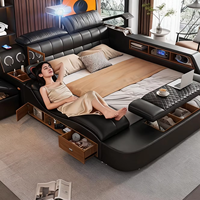 2026 Neues Multifunktionales Tatami-Smart-Bett für Hauptschlafzimmer, Kingsize 2m x 22m, Hochwertiges Elegantes Hochzeitsbett mit Projektor