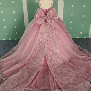 For WC021 Elegant Spaghetti Strap Sweetheart Butterfly Ball Gown Quinceanera Dress Natural Embroidery <b>Appliques</b> - Product Image 2